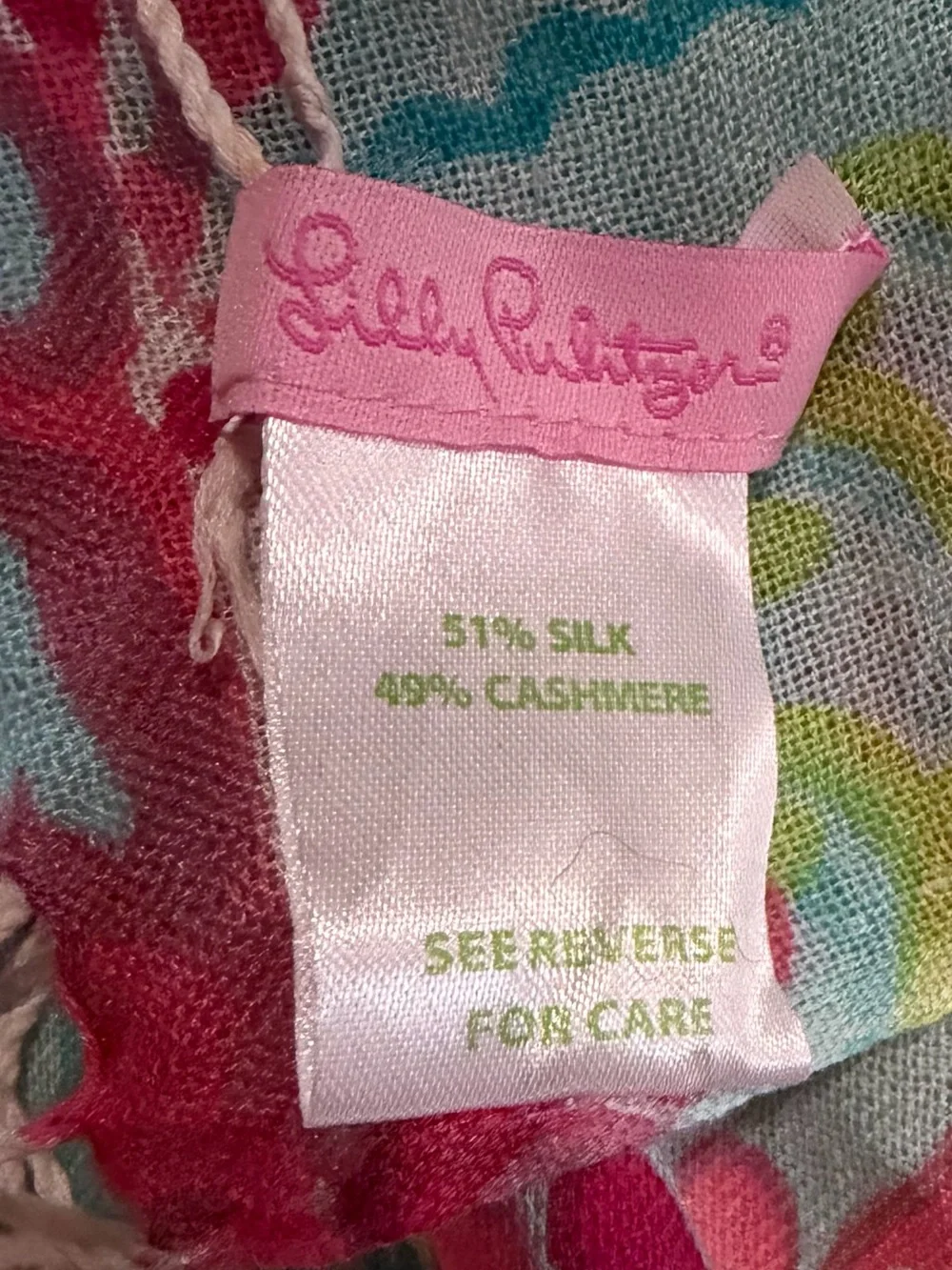 Lilly Pulitzer Murfee Scarf Cashmere Checking In Gecko Print
